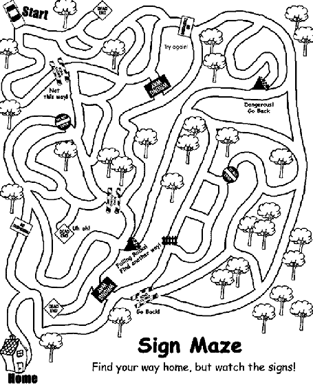 Sign Maze coloring page