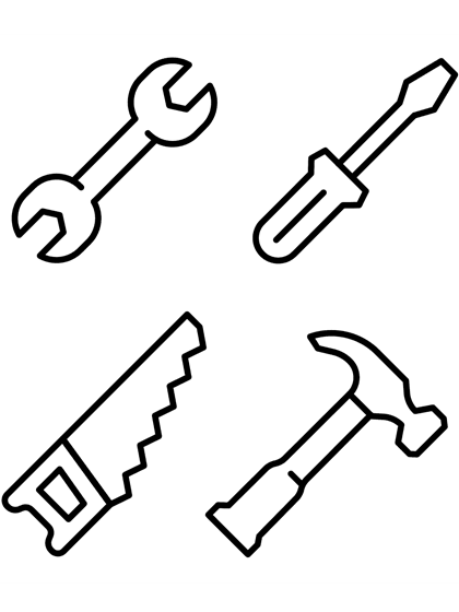 Construction Tools Free Coloring Page