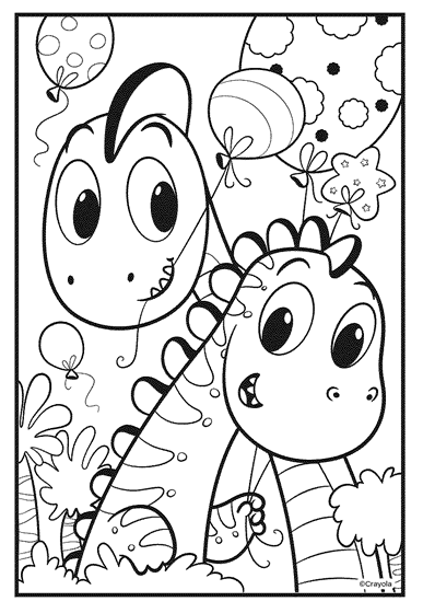 Birthday Dinosaur Coloring Page
