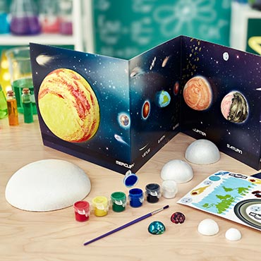 STEAM Space Kit with Crayola craft supplies, solar system poster, and space activity items