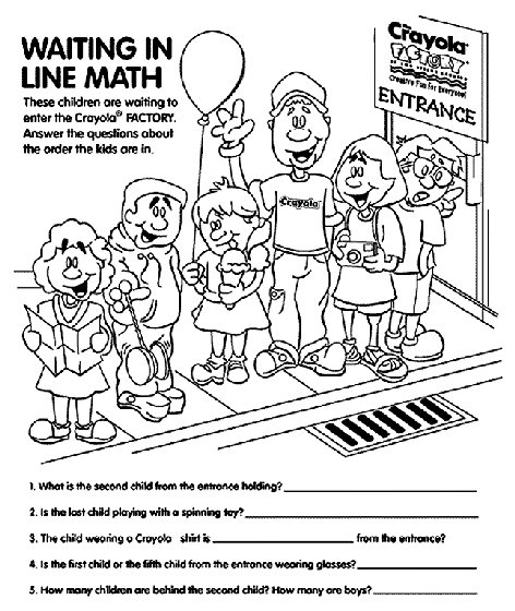 Waiting Line Math Coloring Page Crayola Pages
