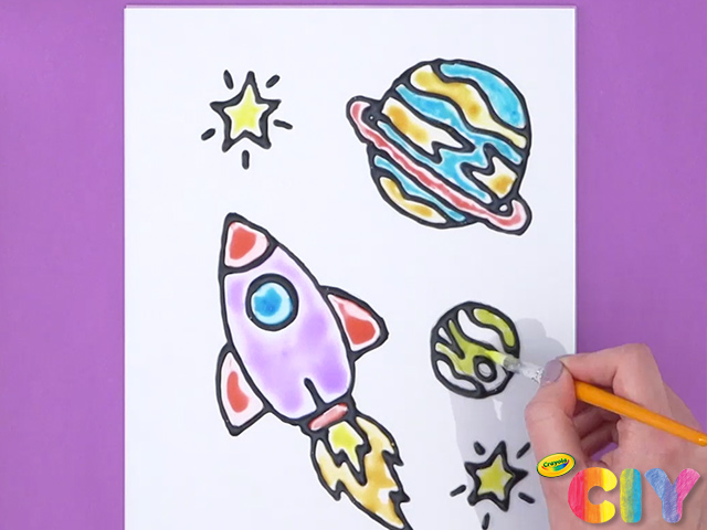 DIY Black Glue Galaxy Painting, Crafts, , Crayola CIY, DIY  Crafts for Kids and Adults