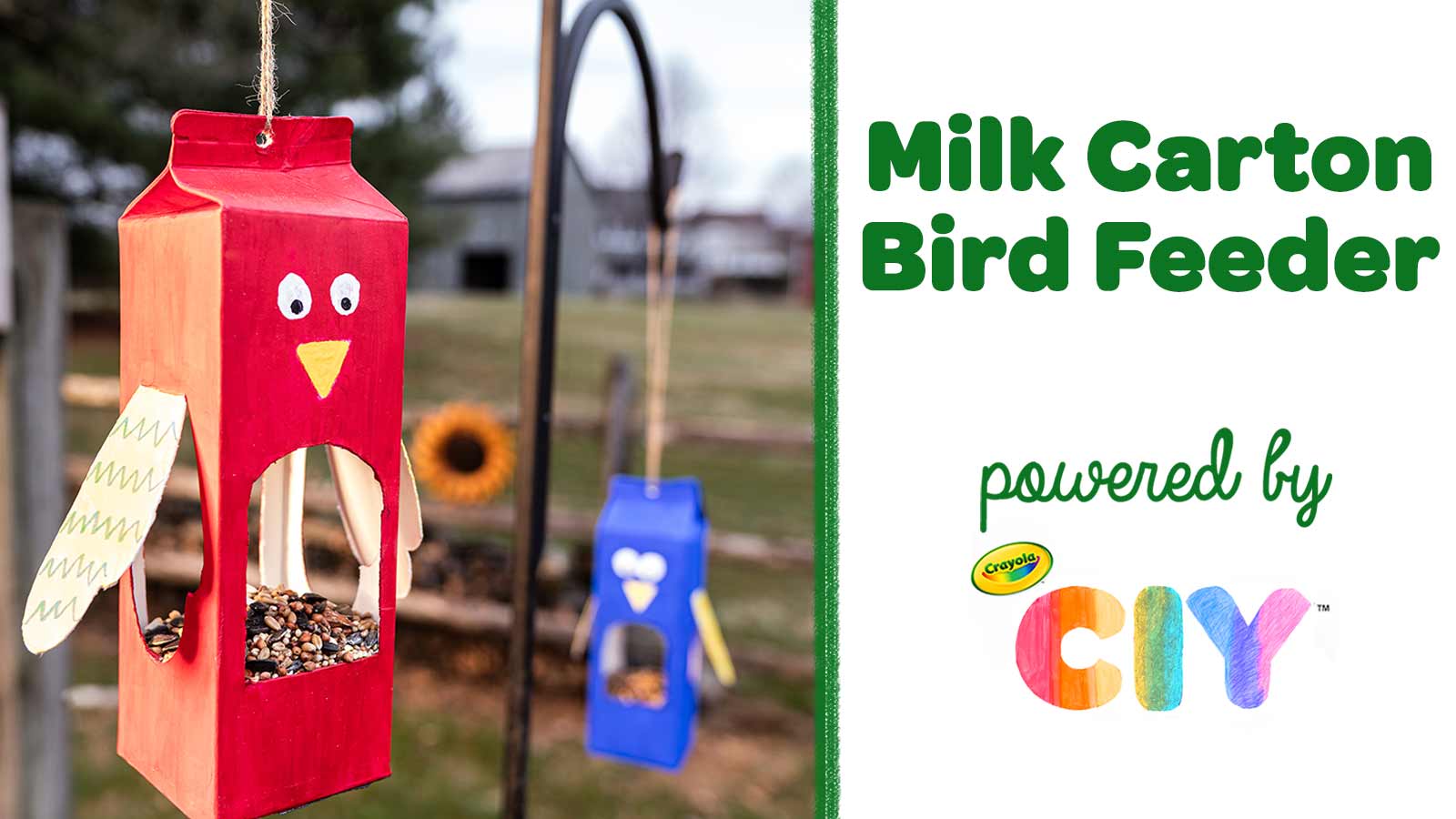 How To Make A Milk Carton Bird Feeder Crafts Crayola Com Crayola Ciy Diy Crafts For Kids And Adults Crayola Com