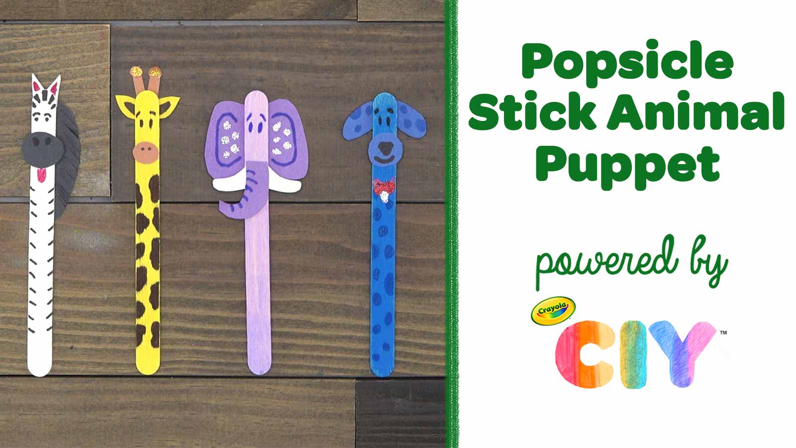 Popsicle Stick Animal DIY Puppet, Crafts, , Crayola CIY, DIY  Crafts for Kids and Adults