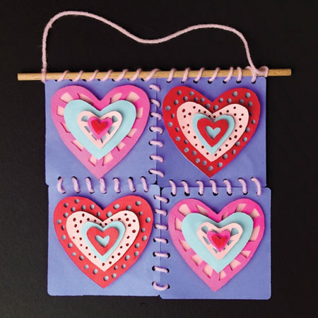 Hanging Hearts Cut Paper Quilt