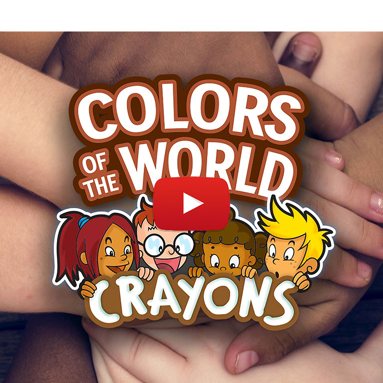 Kids' hands with skin-tone Colors of the World Crayons