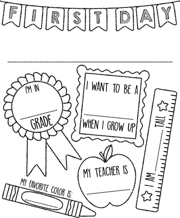 First Day Of School Sign Coloring Page Crayola