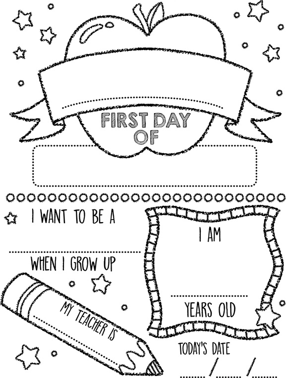 my first day of school coloring pages