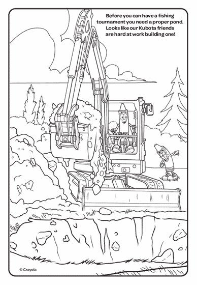 excavator coloring page for kids