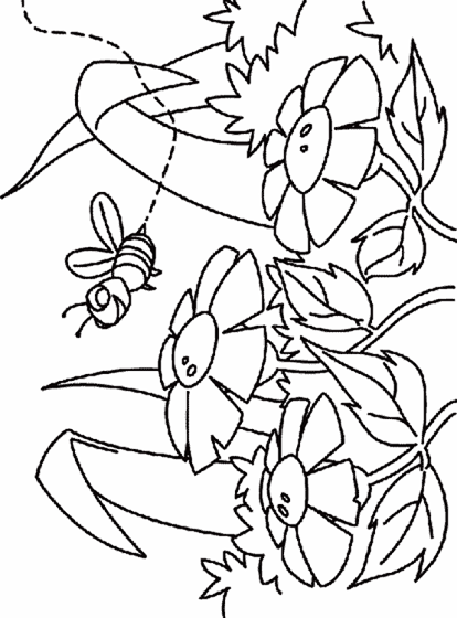 bee and flower coloring page