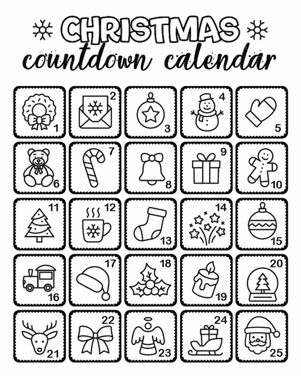 Christmas Countdown Calendar Coloring Page | crayola.com