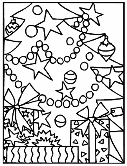 christmas tree and presents coloring pages