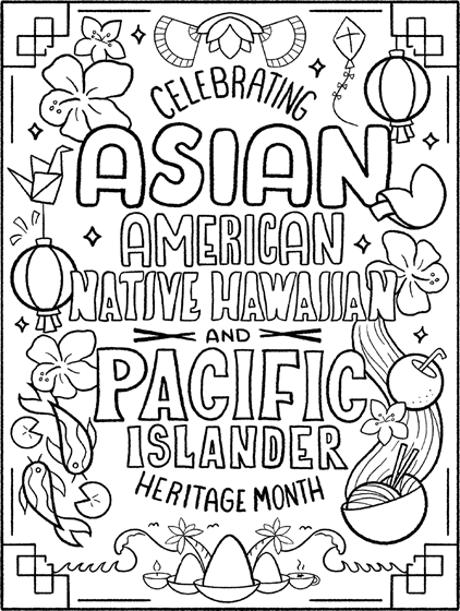 celebrating asian american native hawaiian and pacific islander heritage month coloring page