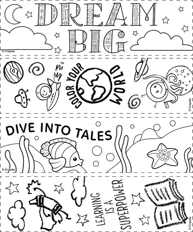 Set of three coloring bookmarks in black and white. Doodles