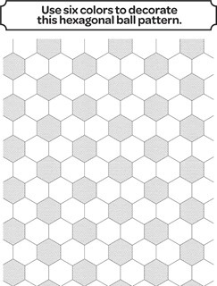 Use six colors to decorate this hexagonal ball pattern messaging with blank soccer hexagons