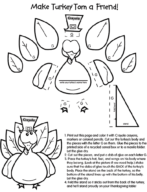 Turkey Craft Free Printable Coloring Page for Kids