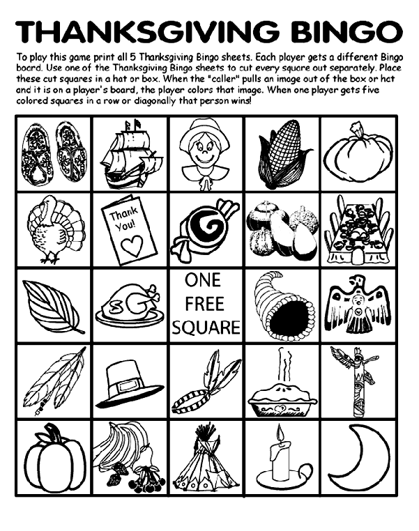 Thanksgiving Bingo Board No.5 Coloring Page | crayola.com