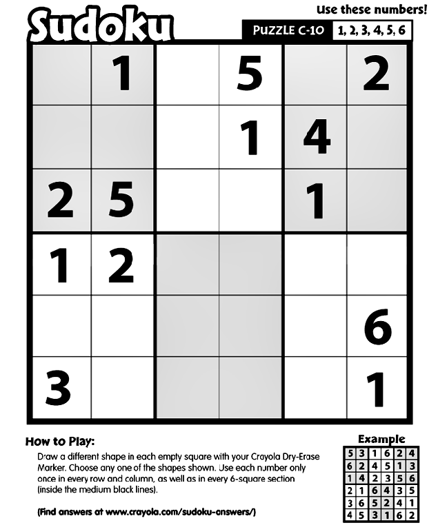 Sudoku C-10 Coloring Page | crayola.com