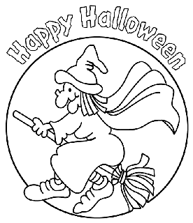 happy halloween witch coloring pages