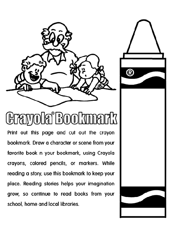 crayon bookmark coloring page crayola com