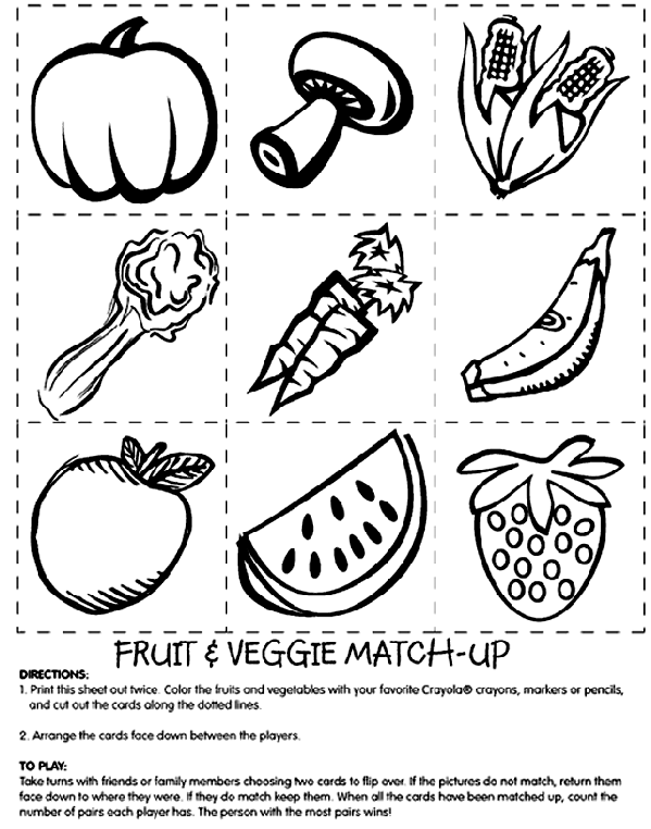 Download Fruit and Veggie Match Coloring Page | crayola.com