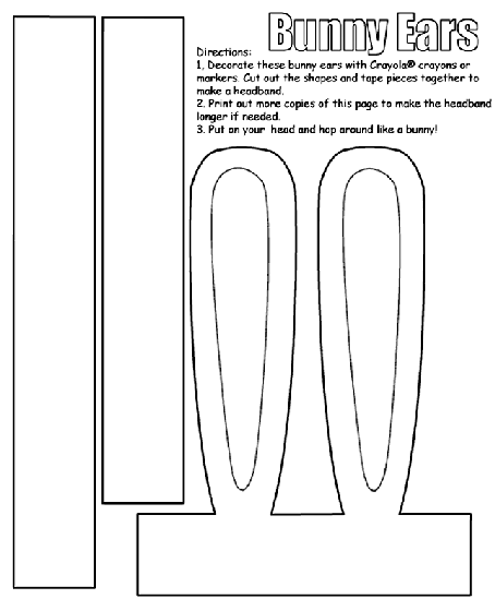 Bunny headband template, Coloring Page