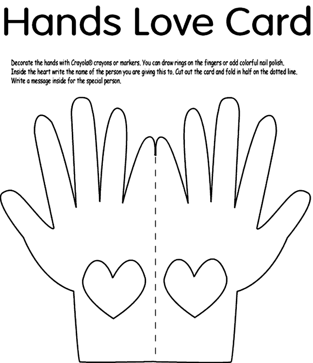 hands love card coloring page crayola com