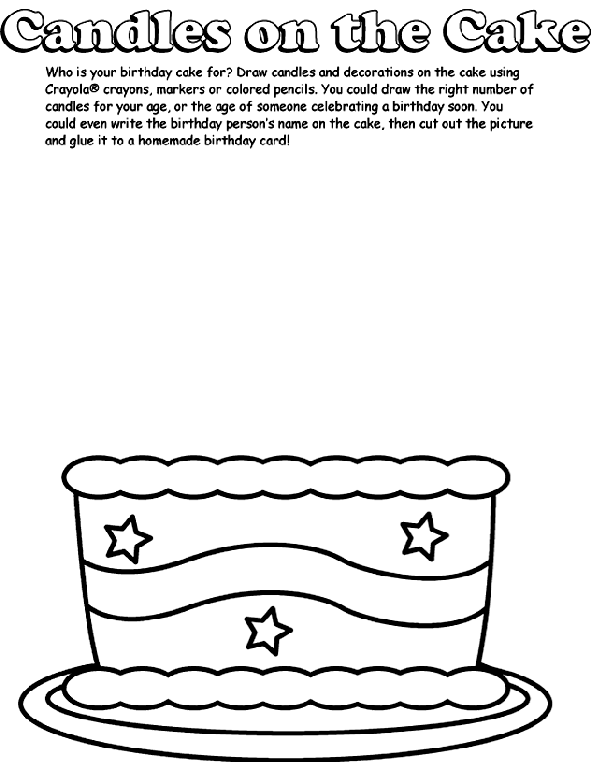 Candles On The Cake Coloring Page Crayola Com