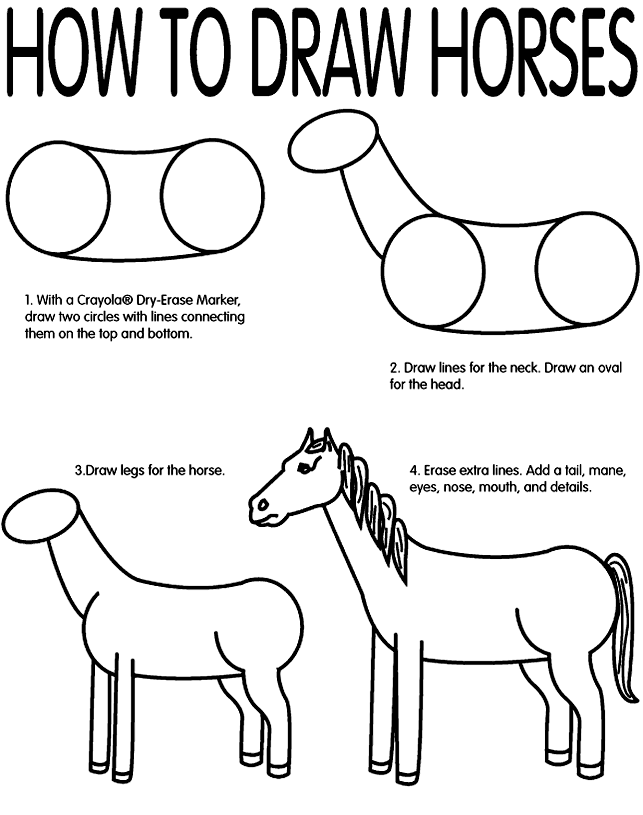 horse sketch for kids