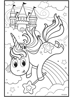 Cute Cartoon Character of unicorn for coloring book. outline line