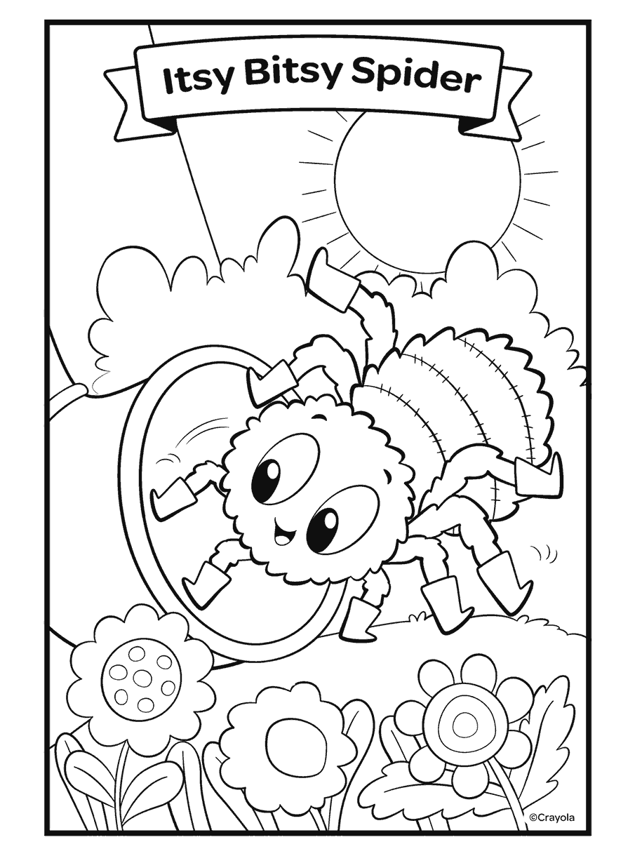 Incy Wincy Spider Colouring Pages