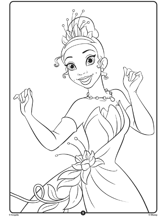 Coloring Pages Disney Princess Tiana - The Princess And The Frog ...