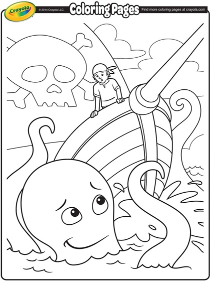 Download Pirate Ship and Giant Sea Creature Coloring Page | crayola.com