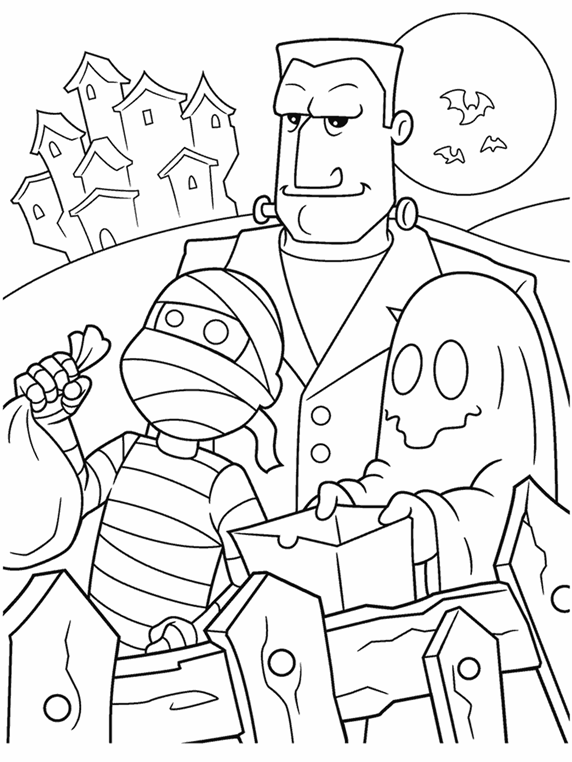 Download Halloween Trick-or-Treaters Coloring Page | crayola.com