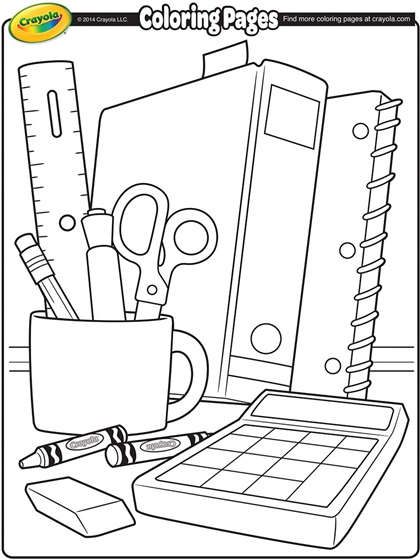 School Supplies coloring page for kids, school coloring pages printables  free - Wuppsy.c…
