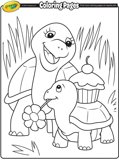 turtle mommy coloring page  crayola