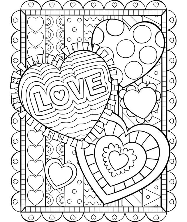heart coloring pages for valentines day
