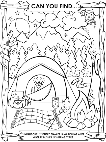 kids camping coloring page