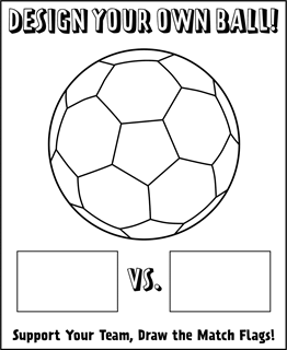 Design your own ball! Blank soccer ball image with two blank flags. Support your team, draw the match flags