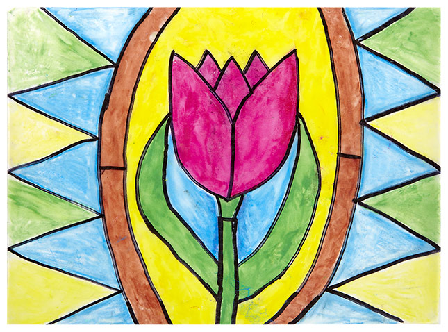 simple stained glass window drawing