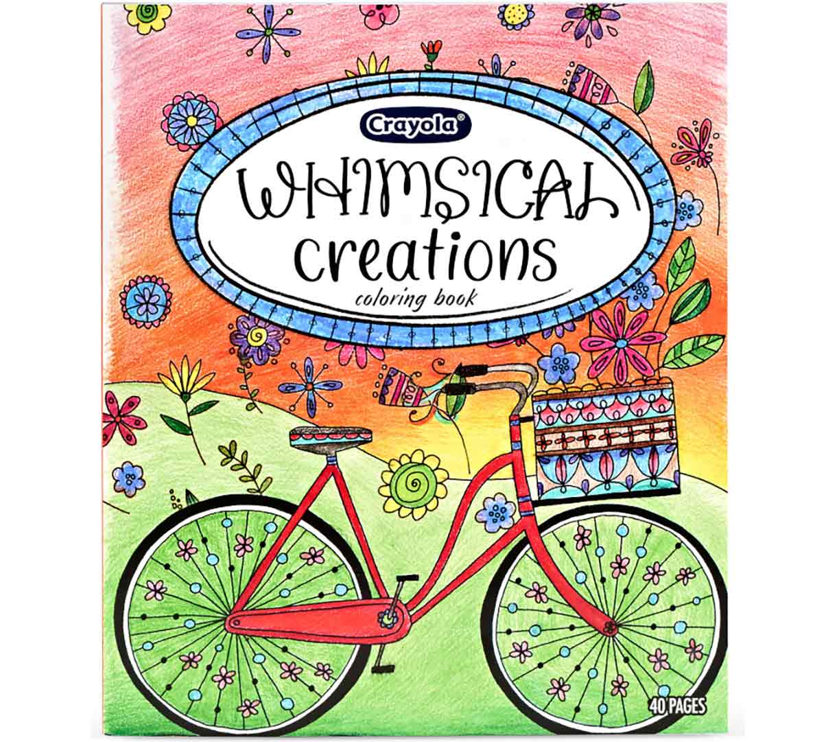 Whimsical Creations Coloring Book  40 pages front view.
