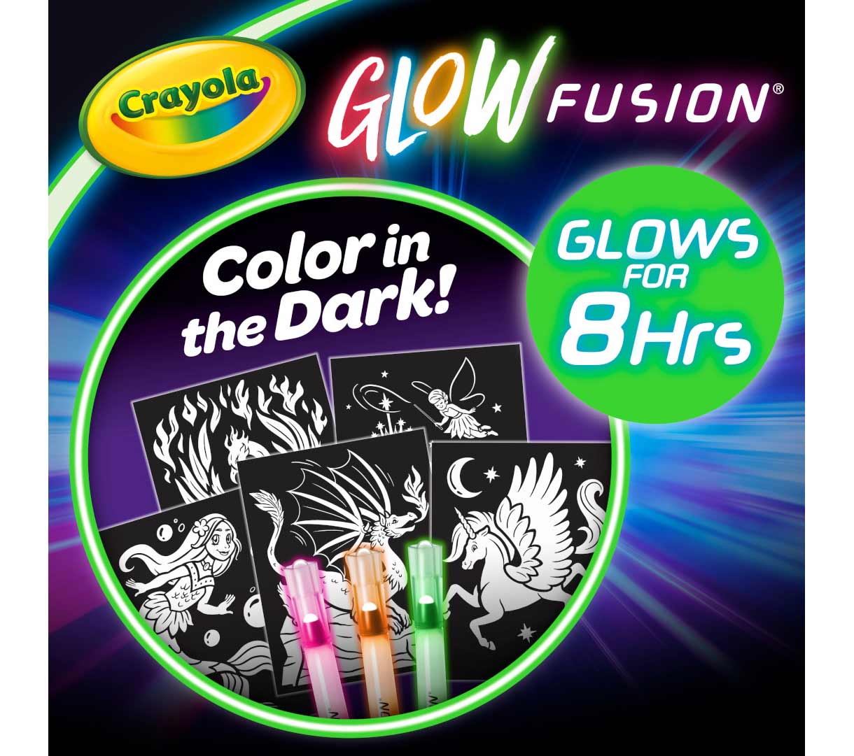 Glow Fusion - Mythical Creatures. Glow fusion. color in the dark! glows for 8 hours