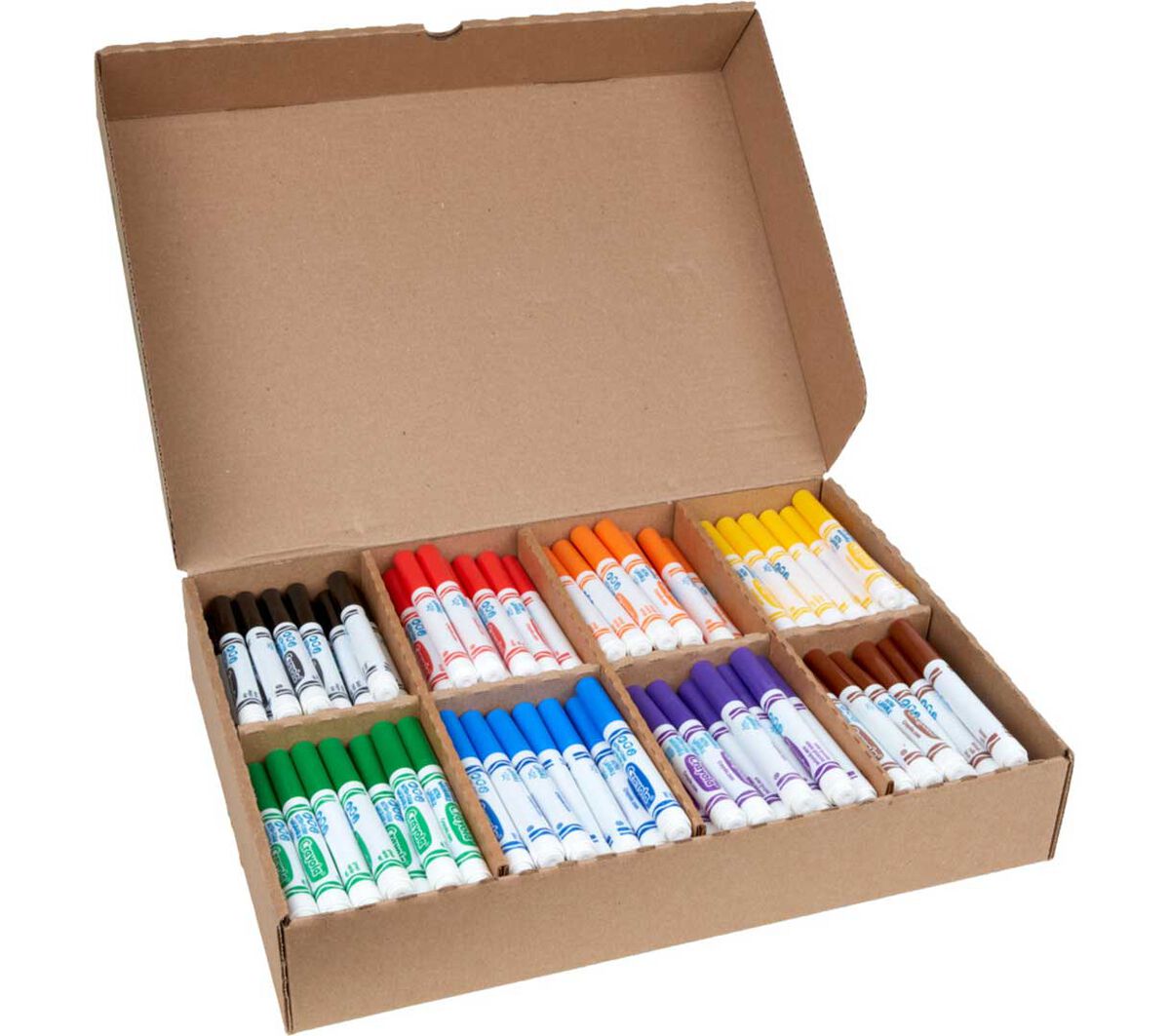 Ultra-Clean washable broad line markers classpack 200 count 8 colors. Packaging open, displaying all contents.