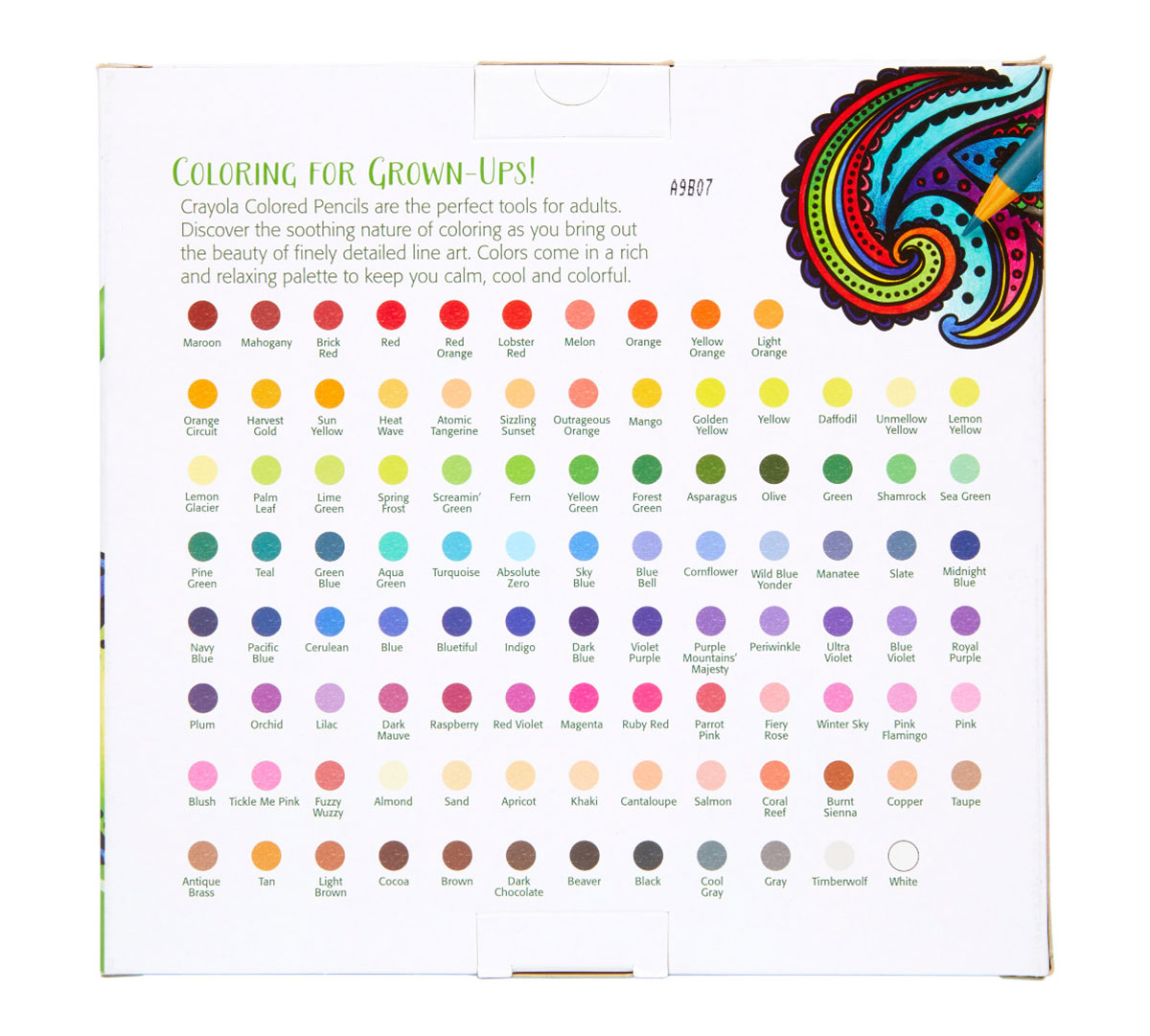 100 count Colored Pencils back of package