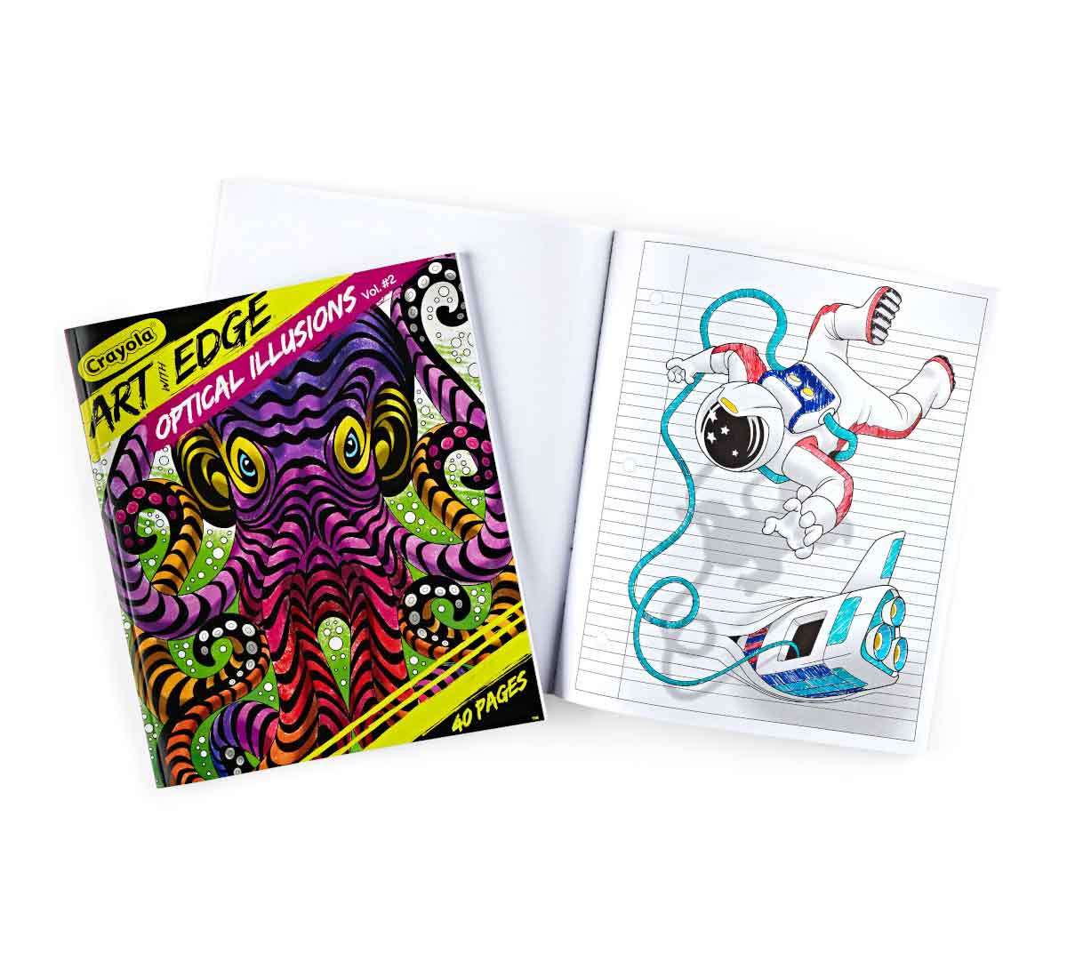 Art with Edge  Optical Illusions Coloring Pages and select coloring page with astronaut tethered to ship.