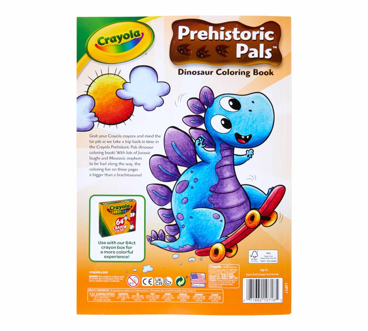 Prehistoric Pals Dinosaur Coloring Book Back View