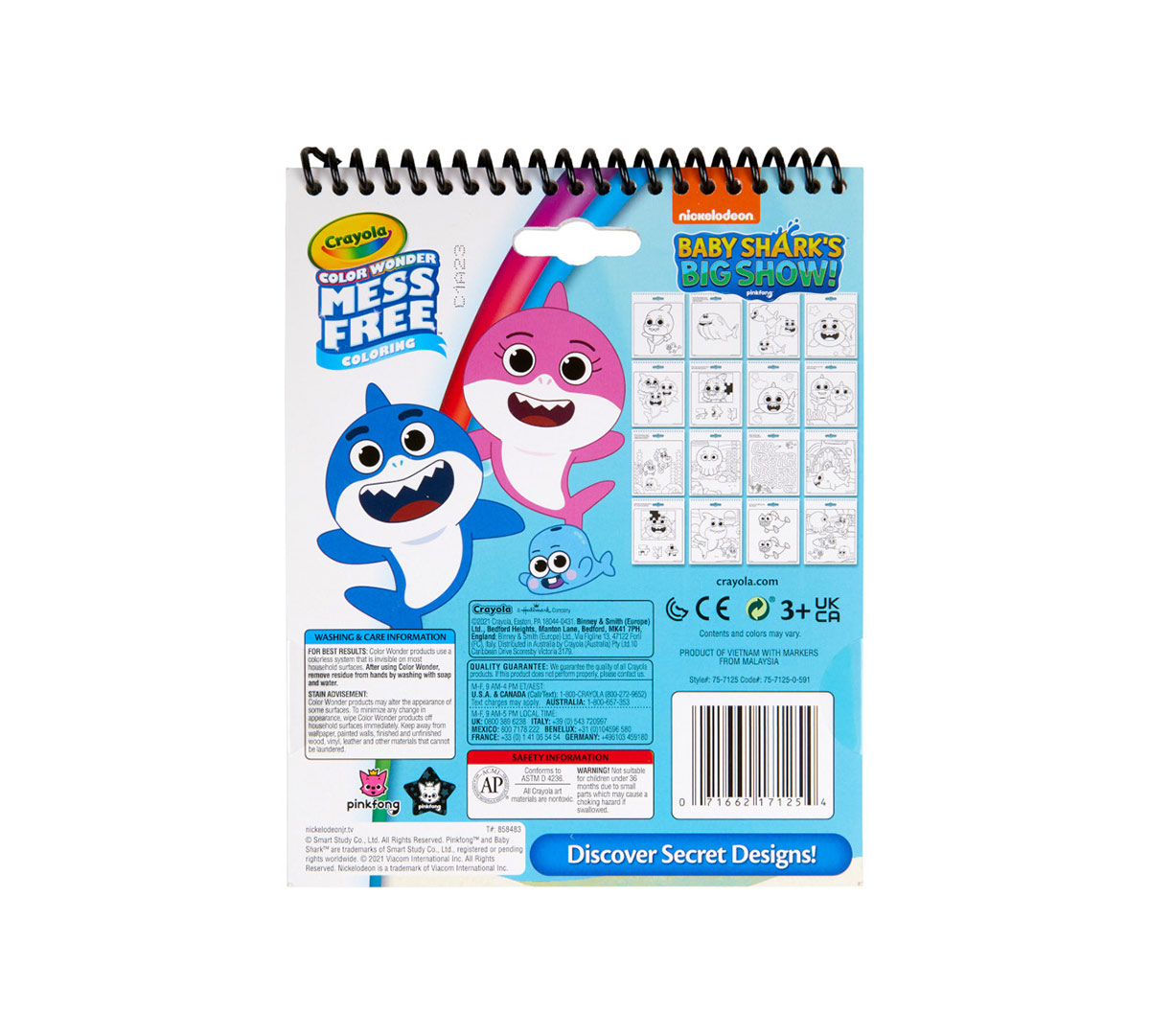 Color Wonder Activity Pad Baby Shark Big Show back view