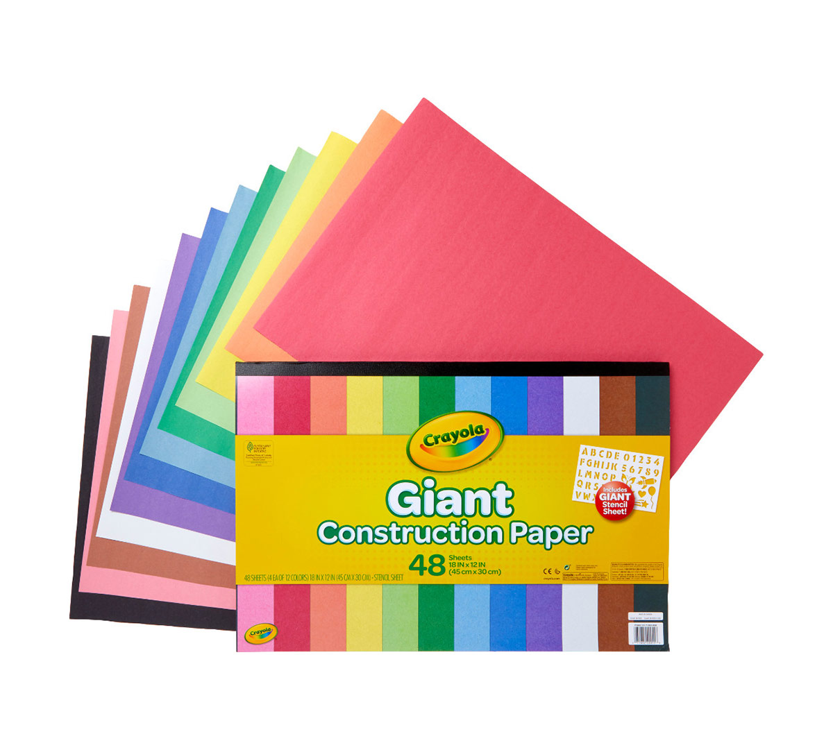Papel de construcción gigante con plantillas de 48 cuentas, vista frontal y papel