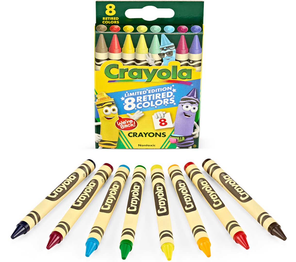 Limited Edition Retired Crayons, 8 count , packaging and contents.