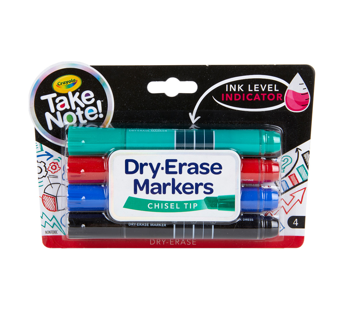 Take Note Colored Dry Erase Markers  4 Count Front View